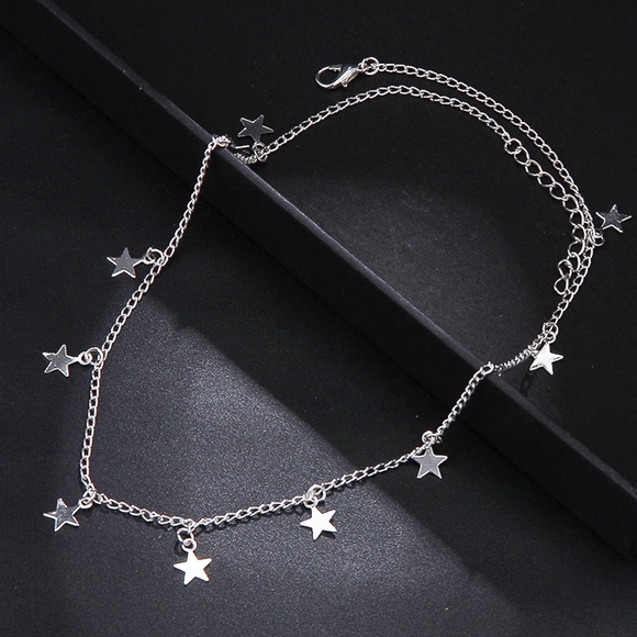 Silver ‘Stars-on-a-String’ Choker Necklace - Picture 4 of 8